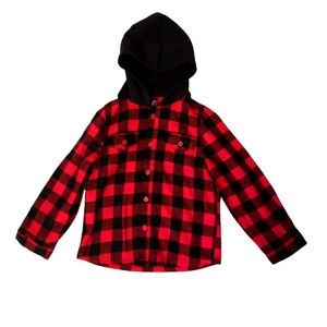 Red & Black 5 T flannel hooded shirt wondernation.